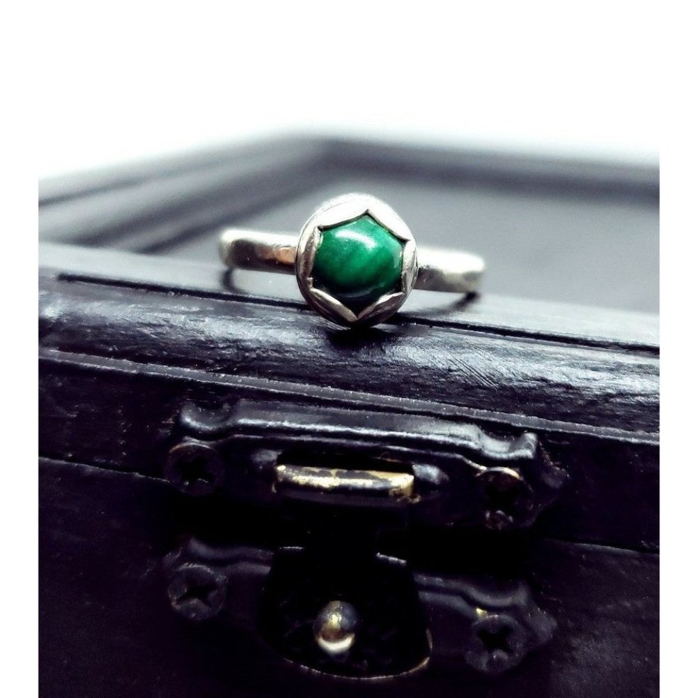 Malachite crystal ring handmade sterling silver artisan handmade 925